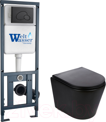 Унитаз подвесной с инсталляцией WeltWasser Marberg 410 + Salzbach 043 MT-BL + Mar 410 RD MT-BL