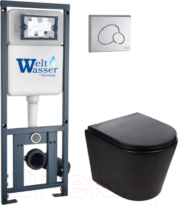 Унитаз подвесной с инсталляцией WeltWasser Marberg 410 + Salzbach 043 MT-BL + Mar 410 RD-CR