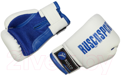 Боксерские перчатки RuscoSport 8oz (белый/синий)