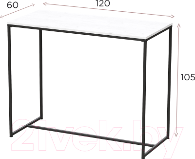 Барный стол Millwood Сидней 2 Л 120x60x105 (белый/металл черный)