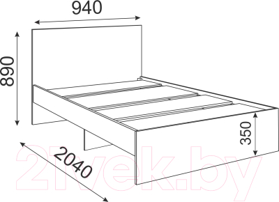 Односпальная кровать Rinner М11 Лайт 90x200 (цемент светлый)