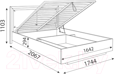 Двуспальная кровать Rinner Глэдис М33 с ПМ 160x200 (дуб золото)