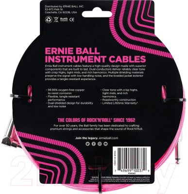 Кабель Ernie Ball P06083 (Neon Pink)