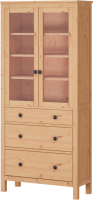 Шкаф с витриной Лузалес Кымор с 3 ящиками / 5030900104 (светло-коричневый) - 