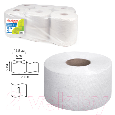 Туалетная бумага Любаша 129571 (12рул, серый)
