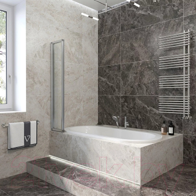 Стеклянная шторка для ванны Veconi 90x150 / PL73L-90-01-19C4 (стекло прозрачное/хром)