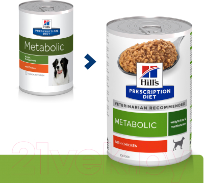 Влажный корм для собак Hill's Prescription Diet Metabolic с курицей / 607219 (370г)