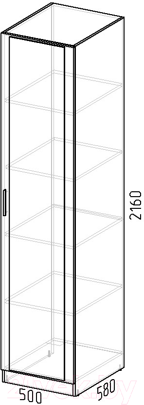 Шкаф-пенал Интермебель Марсель 580 1 зеркало / МР-01 (графит серый) — фото 4