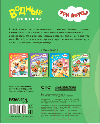 Раскраска Мозаика-Синтез Три кота. Водные раскраски. Наши друзья / МС13795