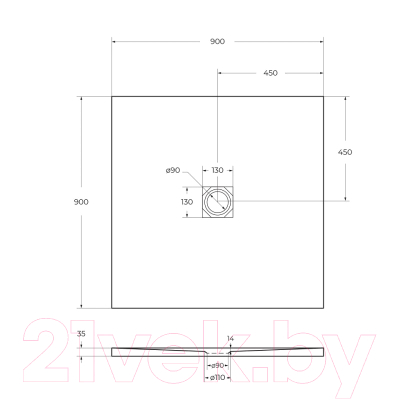 Душевой поддон BelBagno TRAY-MR-UNO-A-90-35-W