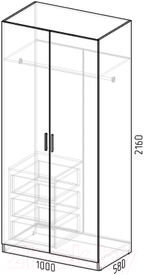 Шкаф Интермебель Марсель 580 / МР-09-B2 (графит софт)