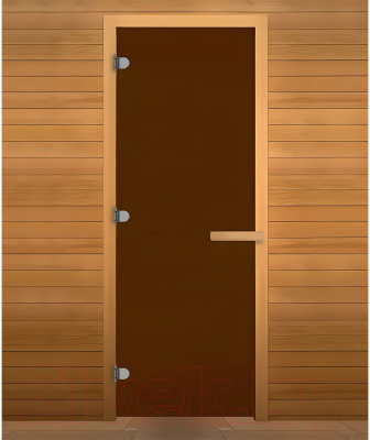 Стеклянная дверь для бани/сауны Везувий 190x70 CR (8мм, стекло матовое, ольха)