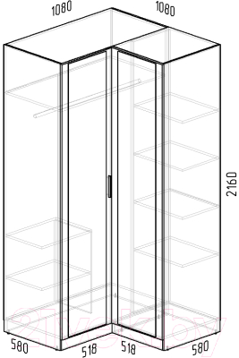 Шкаф Интермебель Марсель 2 зеркала / МР-12 (графит серый)