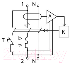 Дифференциальный автомат КС 2Р 16/10 ДА-8 - Типовая схема подключения