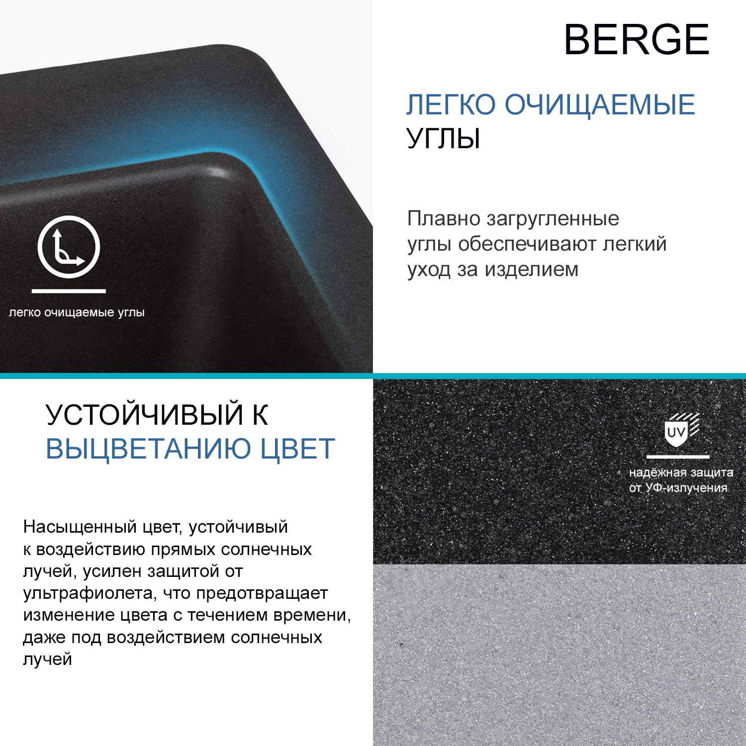 Мойка кухонная Berge BR-7322 (черный) — фото 4