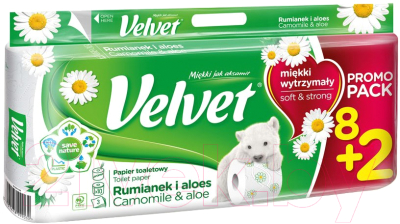 Туалетная бумага Velvet Excellence Ромашка 3-х слойная (8+2рул)