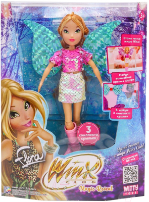 Кукла с аксессуарами Witty Toys Winx Club Magic Reveal Флора с крыльями / IW01302202
