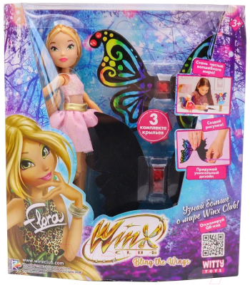 Кукла с аксессуарами Witty Toys Winx Club BTW Scratch Art Wings Флора с крыльями / IW01252102