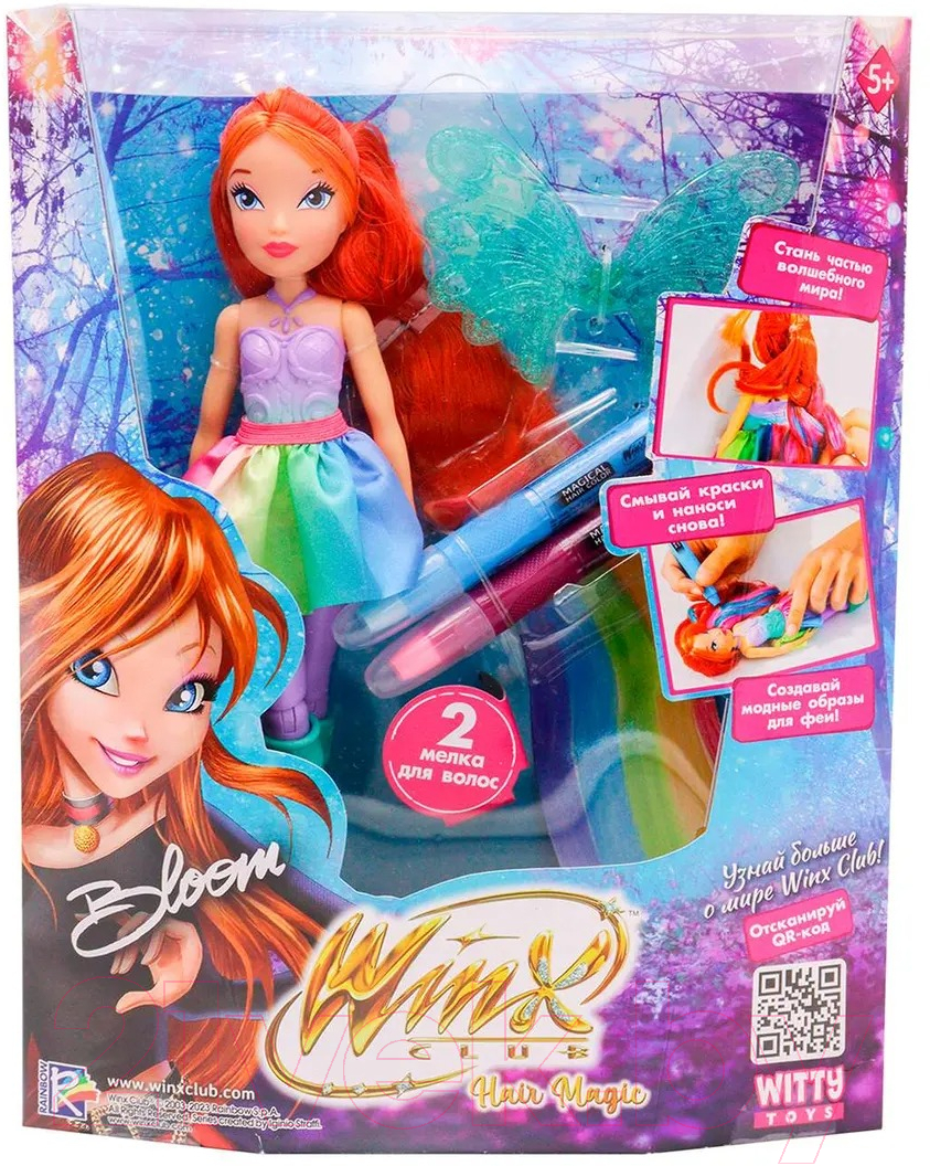 Кукла с аксессуарами Witty Toys Winx Club Hair Magic Блум с крыльями / IW01232101