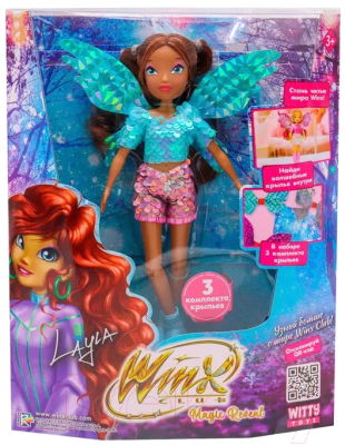 Кукла с аксессуарами Witty Toys Winx Club Magic Reveal Лейла с крыльями / IW01302205