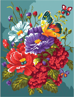 Картина по номерам Три совы Бабочка на цветах / КК_53787
