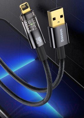 Кабель Baseus Explorer Series Auto Power-Off USB to IP 2.4A / CATS000501 (2м, черный)
