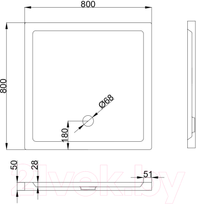 Душевой поддон Koba-SPA 80x80