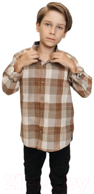 Рубашка детская Isee UN-72456B (р-р 34/134-140, коричневый)