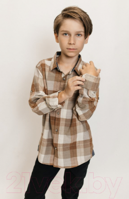 Рубашка детская Isee UN-72456B (р-р 40/164-170, коричневый)