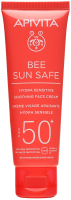 Крем солнцезащитный Apivita Bee Sun Safe SPF50+ Успокаивающий для чувствительной кожи лица (50мл) - 