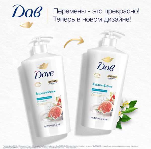 Гель для душа Dove Инжир и лепестки апельсина (610мл)
