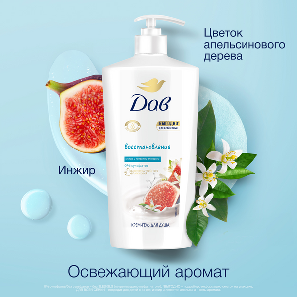 Гель для душа Dove Инжир и лепестки апельсина (610мл)