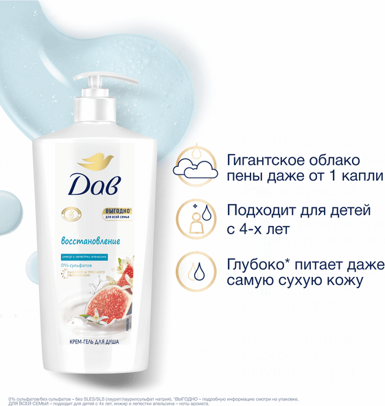 Гель для душа Dove Инжир и лепестки апельсина (610мл)