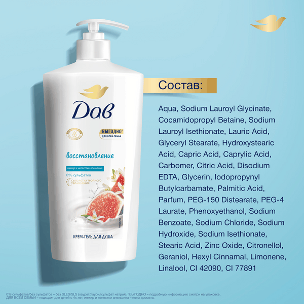 Гель для душа Dove Инжир и лепестки апельсина (610мл)