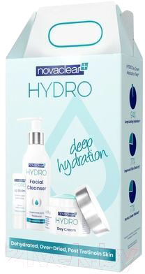 Набор косметики для лица Novaclear Hydro Средство для очищения 150мл+Крем 50мл+Бальзам для губ 4.9г