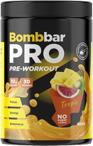 Предтренировочный комплекс Bombbar Pre-Workout Тропик (300г)