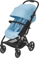 Детская прогулочная коляска Cybex Eezy S+2 BLK с дождевиком и бампером (Beach Blue) - 