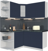 Кухонный гарнитур Интерлиния Мила Матте 1.5x1.6 А левая (индиго/индиго глянец/кастилло темный) - 