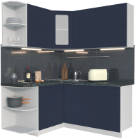 Кухонный гарнитур Интерлиния Мила Матте 1.5x1.7 А левая (индиго/индиго глянец/кастилло темный) - 