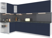 Кухонный гарнитур Интерлиния Мила Матте 1.5x3.0 А левая (индиго/индиго глянец/кастилло темный) - 