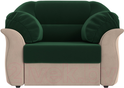 Кресло мягкое Лига Диванов Карнелла / 105823 (велюр зеленый/бежевый)