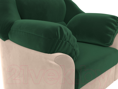 Кресло мягкое Лига Диванов Карнелла / 105823 (велюр зеленый/бежевый)