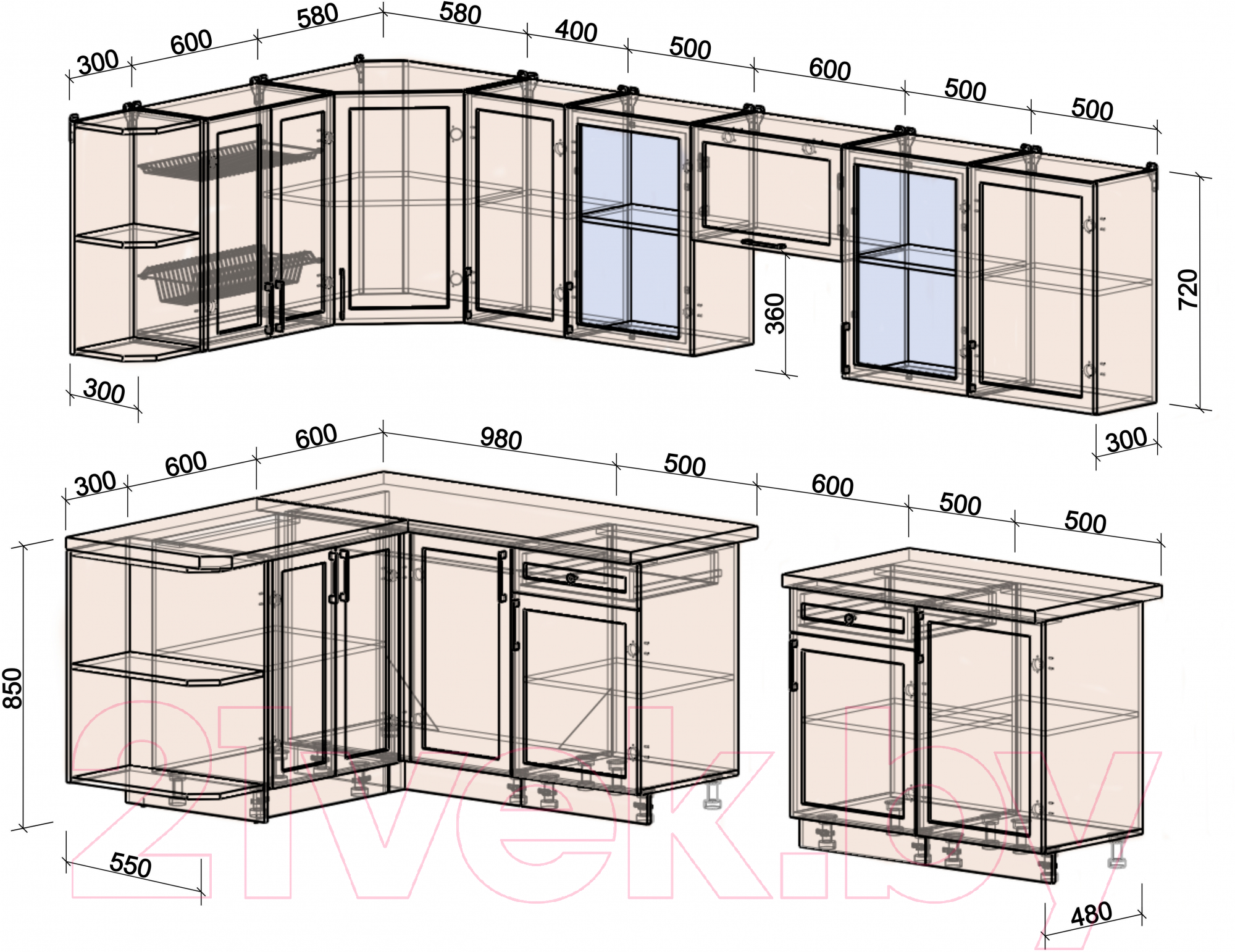 Готовая кухня Интерлиния Тренд 1.5x3.1 правая