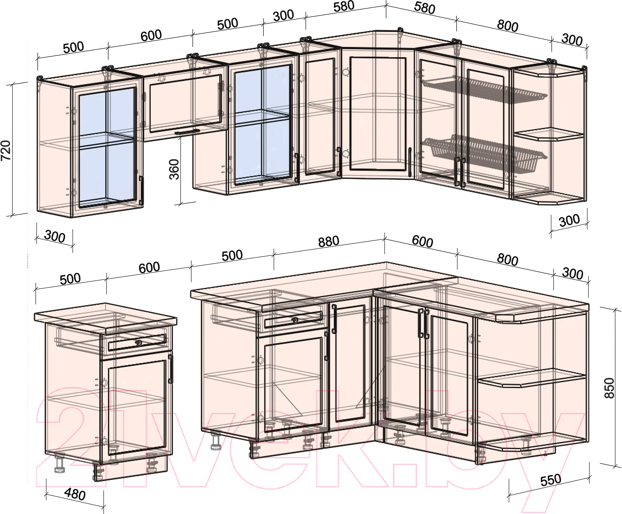 Готовая кухня Интерлиния Тренд 1.7x2.5 правая