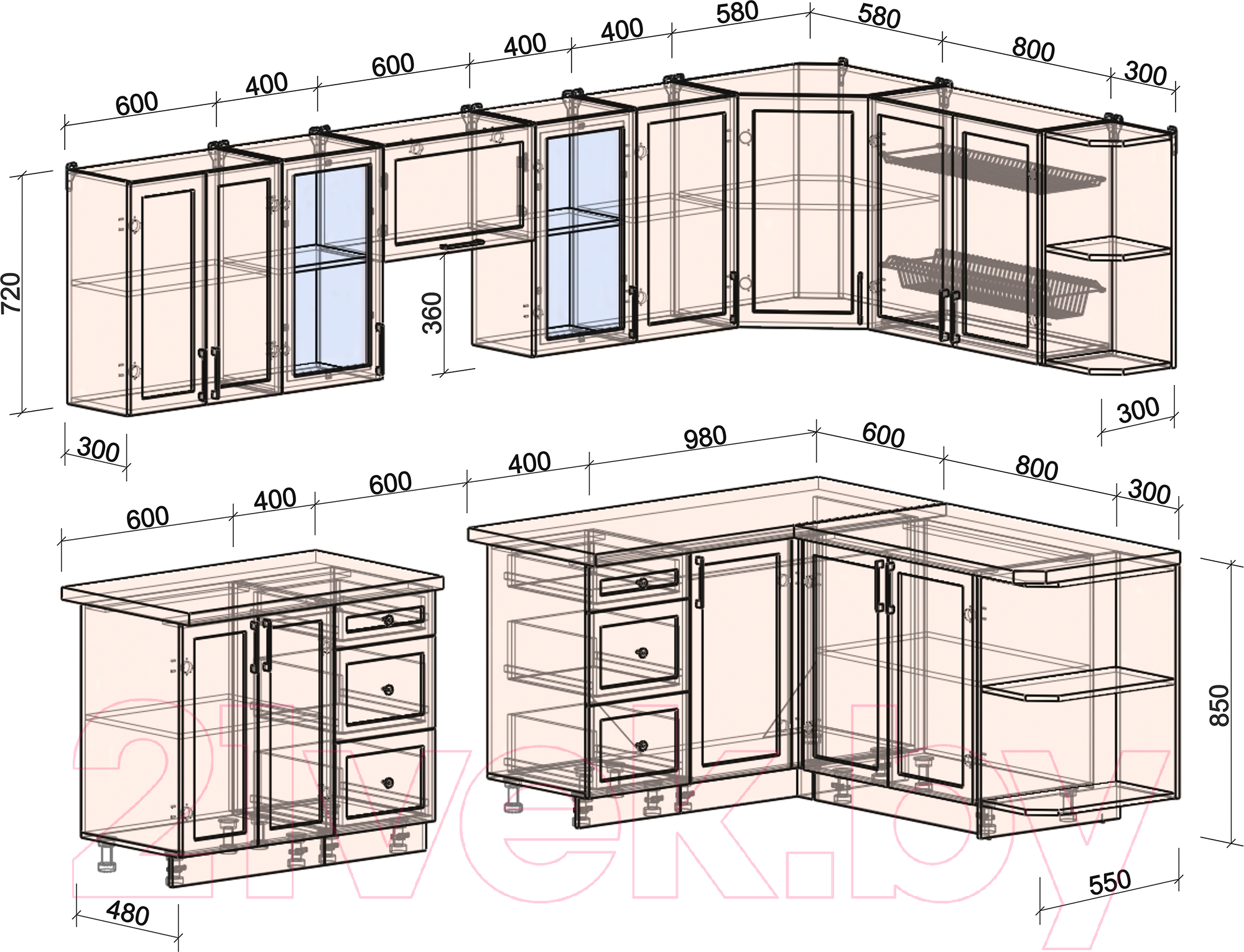 Готовая кухня Интерлиния Тренд 1.7x3.0 правая