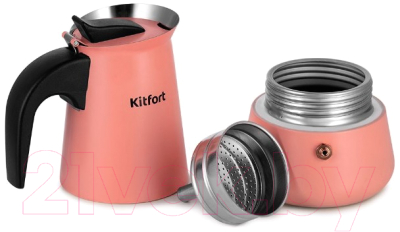 Гейзерная кофеварка Kitfort КТ-7148-1 (темно-коралловый)