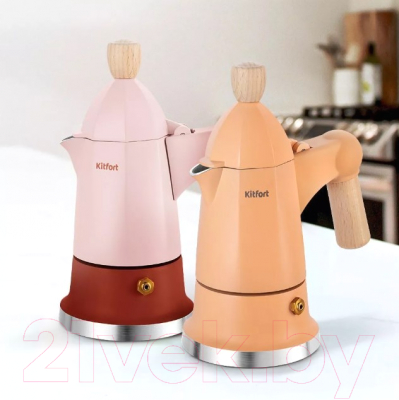 Гейзерная кофеварка Kitfort КТ-7152-1 (светло-розовый)