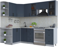 Кухонный гарнитур Интерлиния Тренд 1.5x2.4 левая (индиго/индиго/опал светлый) - 