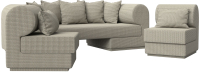 Комплект мягкой мебели Лига Диванов Кипр набор 3 / 116579 (полностью рогожка корфу 02) - 