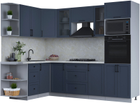 Кухонный гарнитур Интерлиния Тренд 1.68x2.6 ВТ левая (индиго/индиго/опал светлый) - 